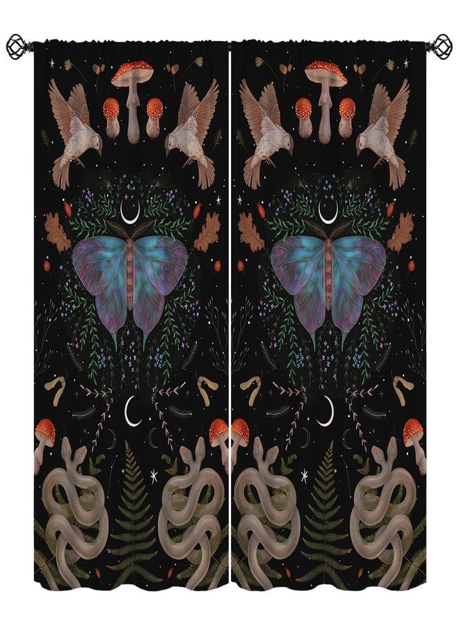 KANEPE Snake Curtains, Vintage Snake Mushroom Botanical Moth Gothic Style Window Treatments, Rod Pocket Thermal Insulated Drapes 2 Panel Sets for Bedroom Living Room Kitchen, 42" W x 45" L【Decor】 - Image 1